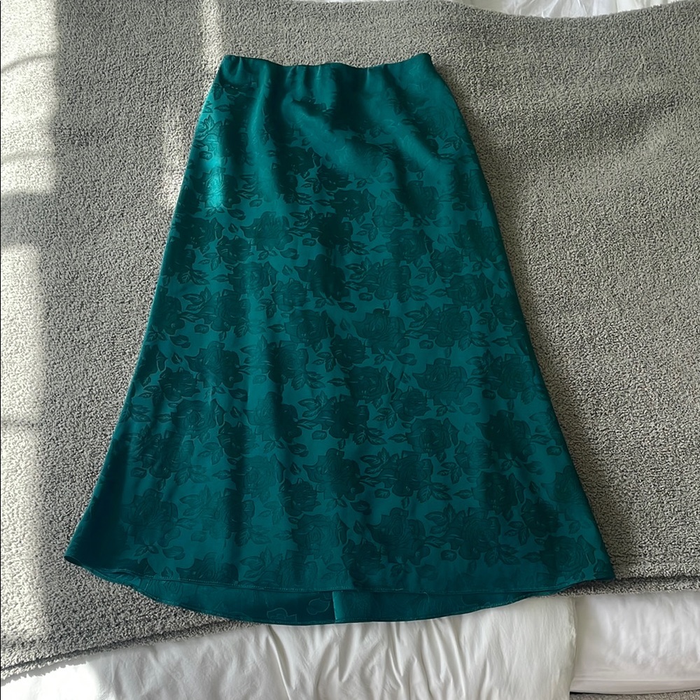 Elegant Teal Floral Skirt